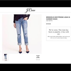 J.Crew Broken In Boyfriend Jean: Harbor Wash